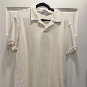 Zara Men's Off-White Polo Shirt